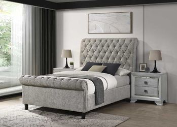 PLATFORM BED L.GREY TWEED