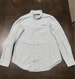 Ralph Lauren Men's S White Blue Green Check Long Sleeve Button-Down Shirt