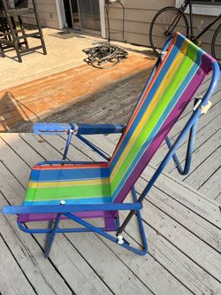 Vintage metal folding beach chair