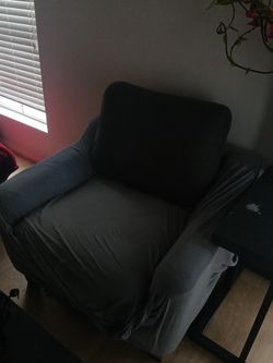 Grey Couch W Cover And Matching Chair