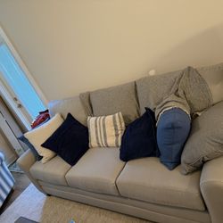 Bassett Sofa And Leather Ottoman 