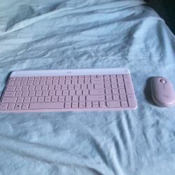 Pink Wireless Keyboard And Mouse 