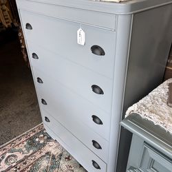 Newly refinished gray 5 drawer dresser