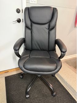 Brand New Black Vegan Leather Tall Back Height Adjustable Reclining Executive Office Chair