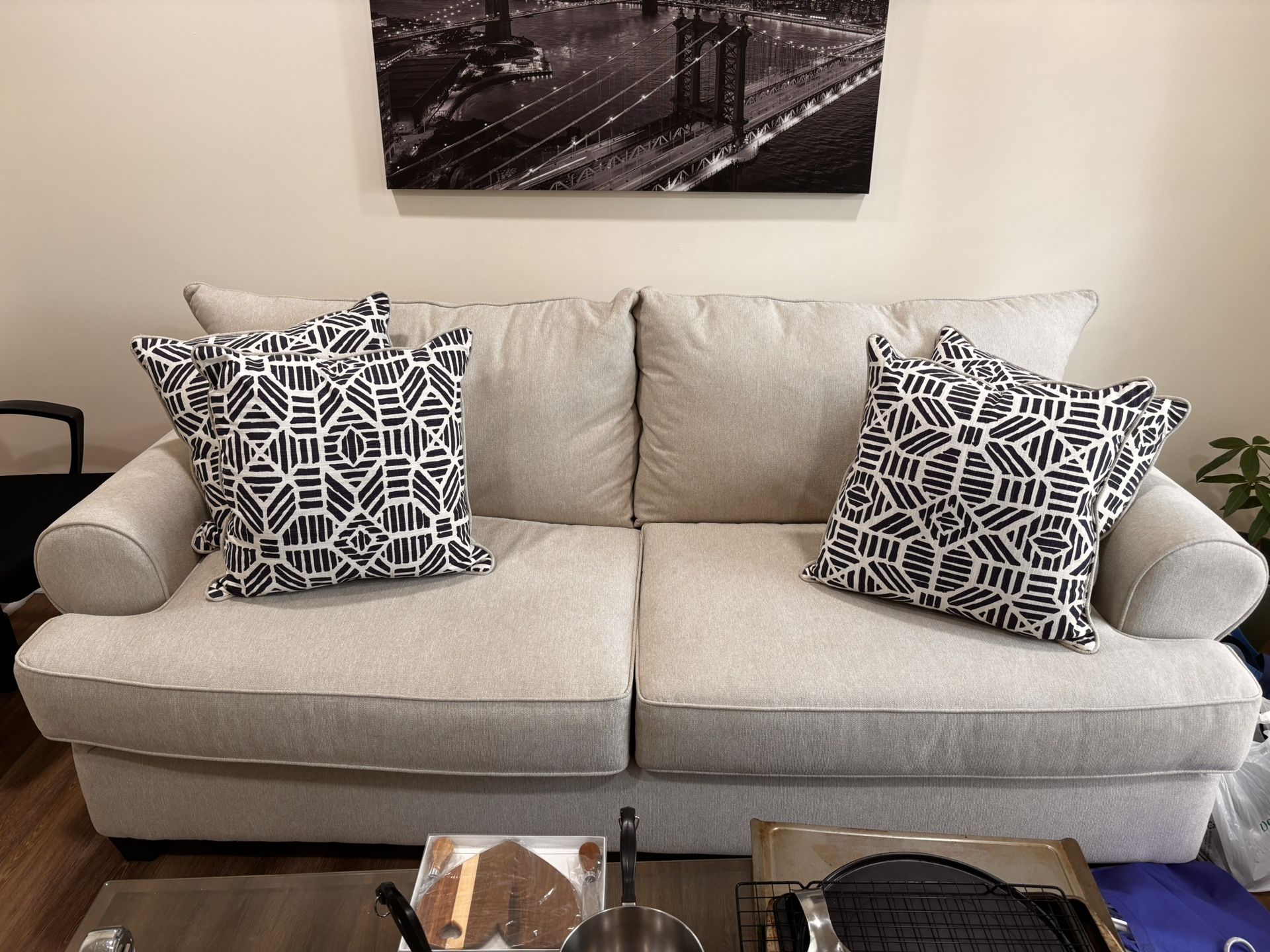 Cream Large Loveseat Sofa Couch