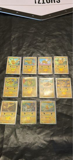 30th Anniversary Pikachu Pokémon Card Lot – 11 Cards