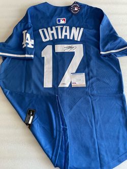 Shohei Ohtani Signed Autographed LA Dodgers BLUE Jersey #17 PSA COA