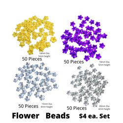 4 styles, Flower cap beads  and flower beads, 50 pieces for $4, see all pics