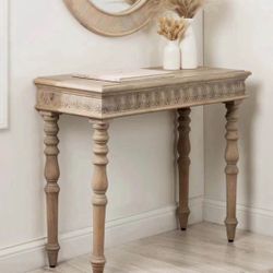 New 36” carved solid wood top console table