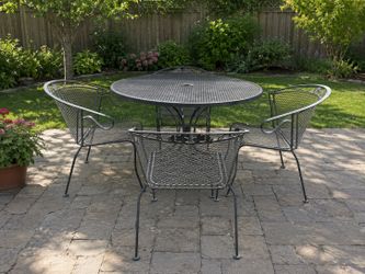 Five (5) piece  wrought iron patio dining lawn set