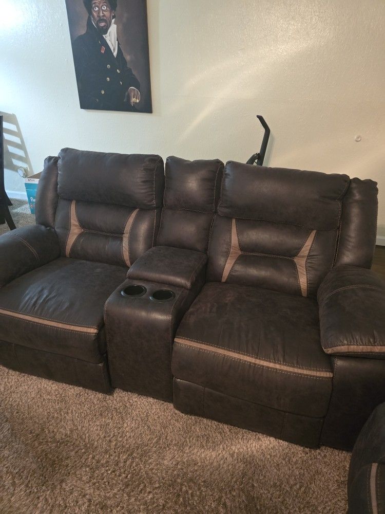 Reclining Love Seat/Sofa With Wall Chargers