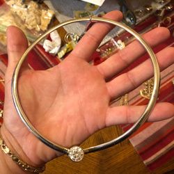 Heavy 14k 14kt White Gold Omega Choker Chain Necklace 