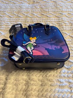 Loungefly Disney Peter Pan Tinker Bell & Jolly Roger Handbag, which was originally released as a BoxLunch Exclusive