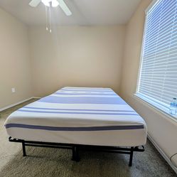 Gel Memory Foam Queen Mattress (12") & Metal Bed Frame (14")