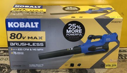 Kobalt 80V Max Lithium Ion 630 CFM Brushless Cordless Electric Leaf Blower Battery and Charger Included Item 1083767 Model KHB 2580 06 BRAND NE