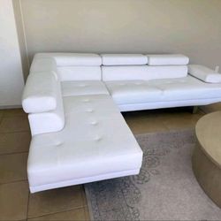 White Sectional Sofa New Leather Couch 