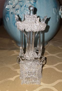Vintage Spun Blown Glass Spinning Top Horse Carousel. Absolutely Beautifu. 6" Tall.