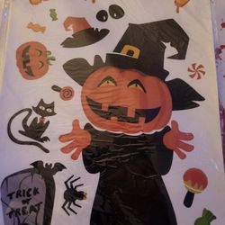 Halloween Window Stickers, 8 Sheets Halloween Window Clings Decals for Halloween Party Decorations, Removable Halloween Stickers Glass Window Home Dec
