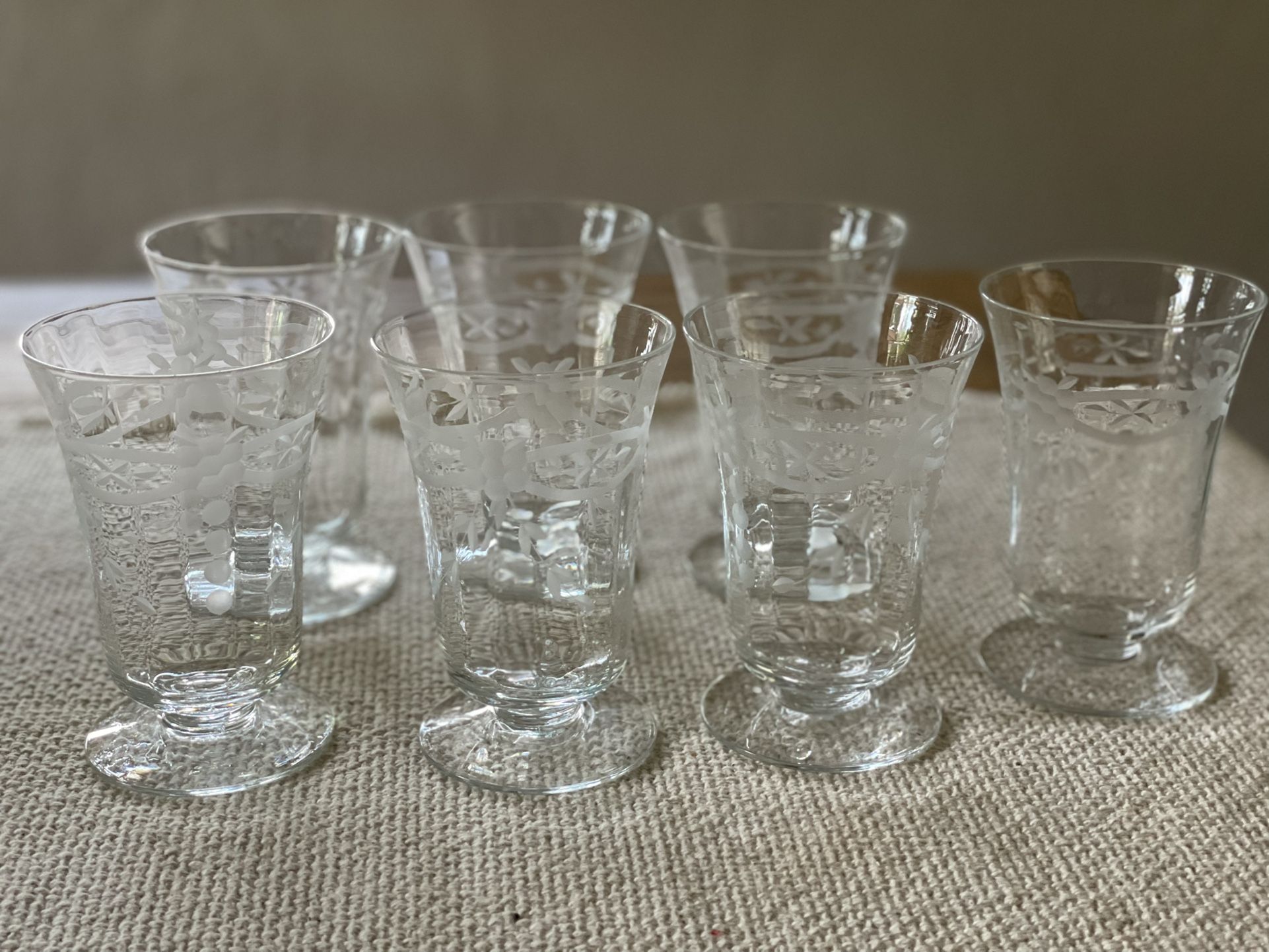 Vintage Etched Glass Parfait / Dessert / Juice Glasses