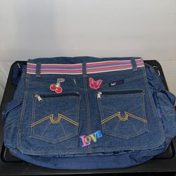 LEI Jeans Y2k Large Denim Crossbody Messenger Bag 