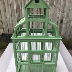Wooden Wire Bird Cage 32.75” H x 17.75” W x 9” D
