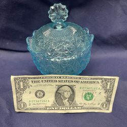 Blue Covered Footed Dish