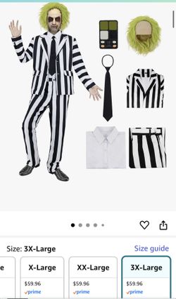  Costume Men Black and White Striped Suit Adult 