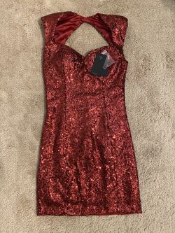 NEW W/ TAGS - NEVER WORN - “GUESS” RED SEQUIN DRESS (SIZE 0)