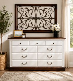 Modern Farmhouse Dresser - White and Dark Walnut Contrast
