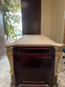 Custom Kitchen island Of Solid Wood With Custom granite Top 