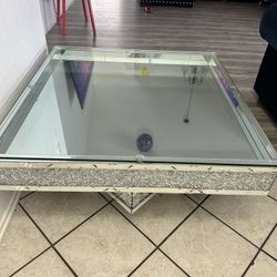 Coffee Table 40" Square In Clear Mirror Ken Design