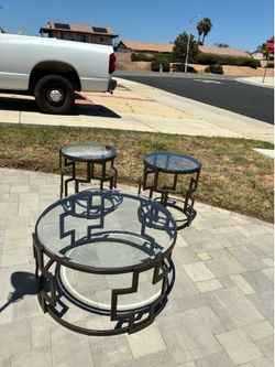 Coffee table with side tables