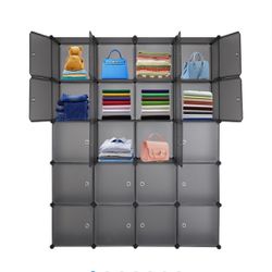 Ktaxon 20-Cube Organizer Stackable Plastic Storage Wardrobe Portable Closet, Gray