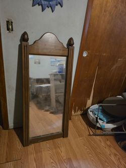 Vintage wood wall mirror
