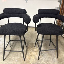 Zesthouse 26.7" Swivel Counter Stools Set of 2, Upholstered Sherpa Bar Stools with Back and Metal Legs, Modern Counter Height Chairs for Kitchen Islan