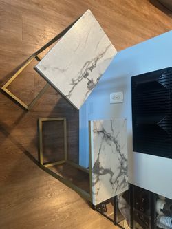 ✨ Set of 2 Faux Marble C-Shaped Side Tables – $55
