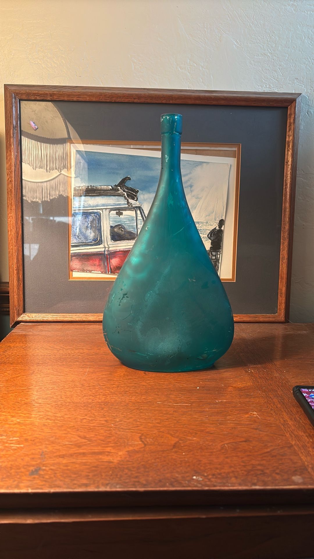 Blue glass vase