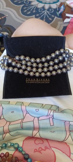 Long Joan Rivers Gray Pearl Necklace