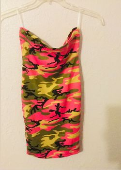 Hot Pink Camouflage Mini Tube Dress