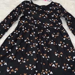 Cat & Jack Fall Heart Dress w/ Halloween Hair Bow *Size 4/5 