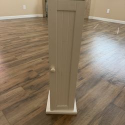 Toilet Tissue Storage Floor Cabinet - White Finish Toilet Paper Holder 4-Rolls with Storage Waterproof Detachable Shelves - Slim Design for Bathroom B