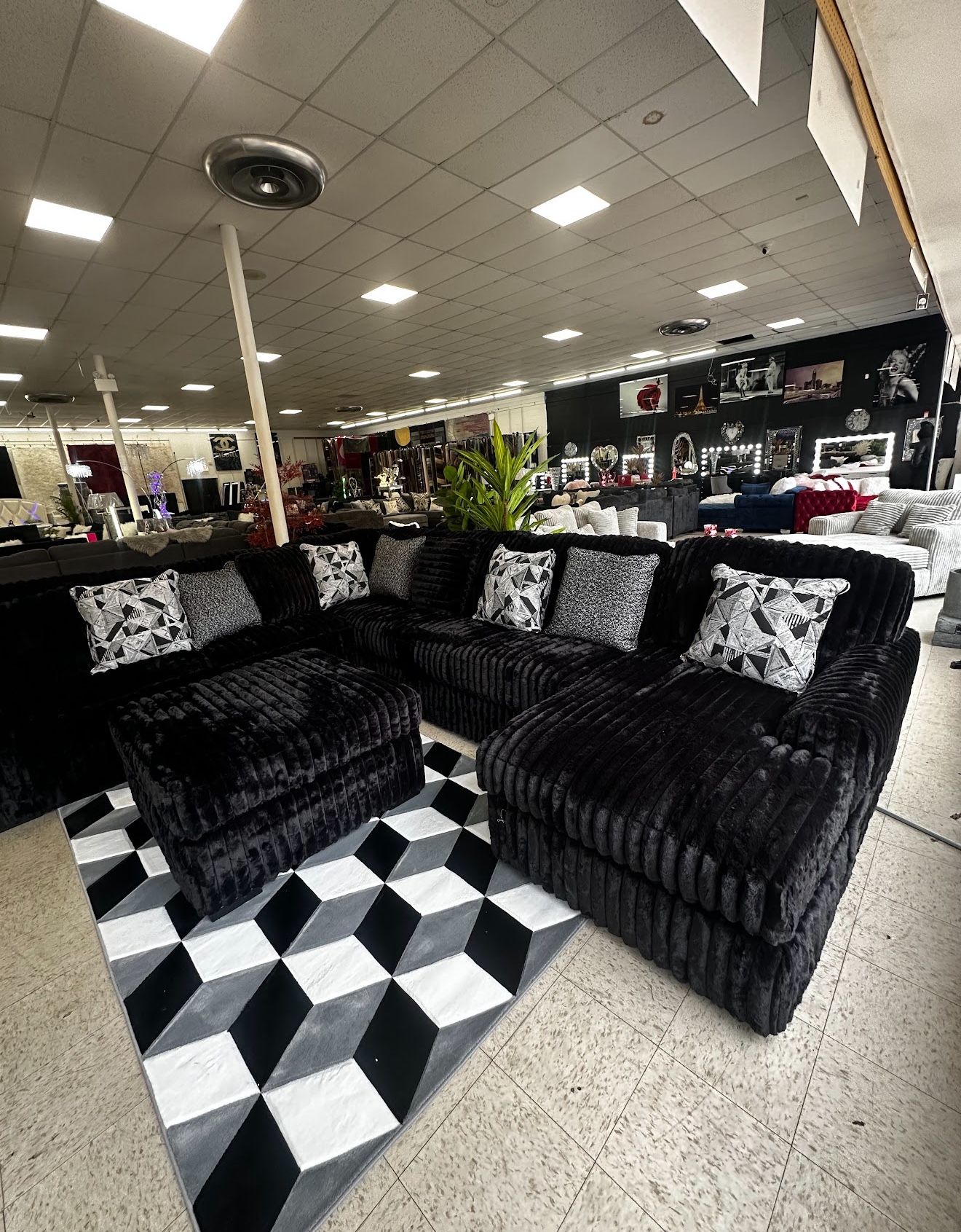 Black Corduroy Couch ,No Money Down!!!!