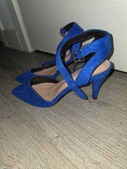 Blue heel with strap - womens 10