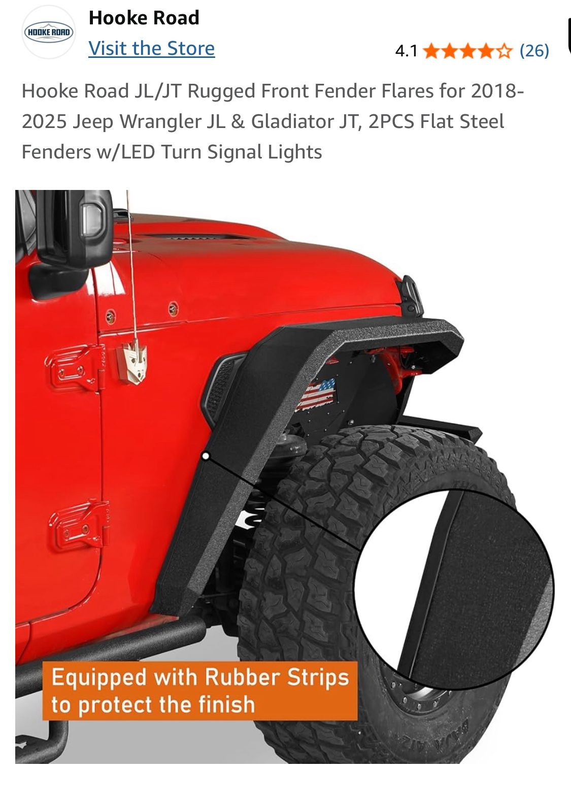 Hook Road JL/JT Rugged Front Flares For 2018-2025 Wrangler JL & Gladiator