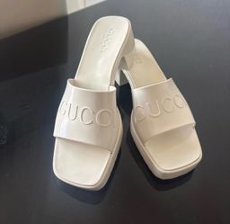 Gucci white jelly slides