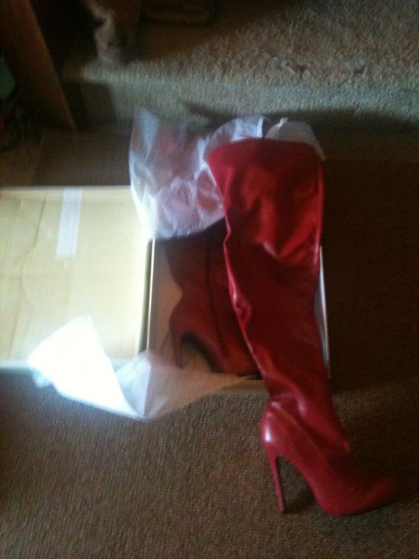 Brand New Red Thigh High Boots