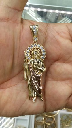 14k Gold CZ San Judas 10.2 Grams