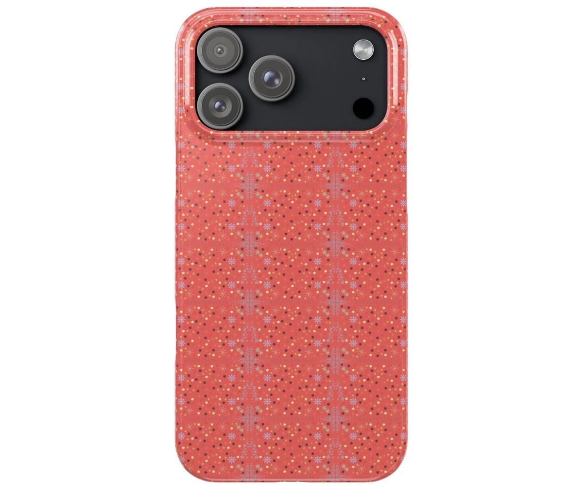 Coral Glitter Pattern Slim Phone Case Sparkle Confetti Design iPhone 17 Pro Air