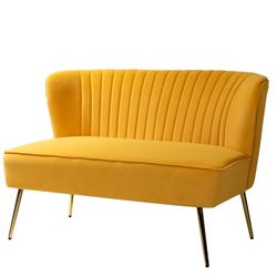 Mustard Velvet Loveseat