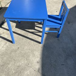 Wood Kids Table And One Chair 